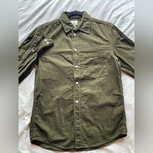 H&M Olive Utility Cotton Button-Down Shirt